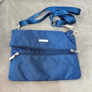 Baggallini Womens Flip Zip Crossbody Bag Blue Nylon